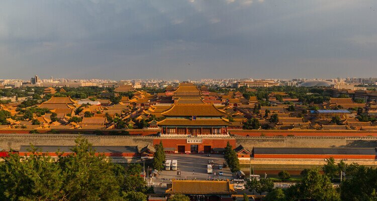 Panorama of the Forbidden City at sunset