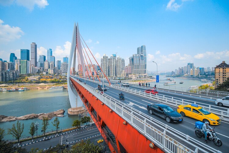 The riverside walkway under Dongshuimen Bridge