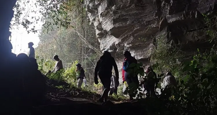 Exploring Pristine Moon Water Cave in Yangshuo
