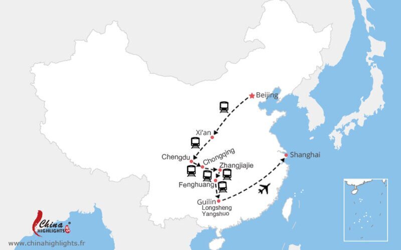 circuit chine 15 jours carte