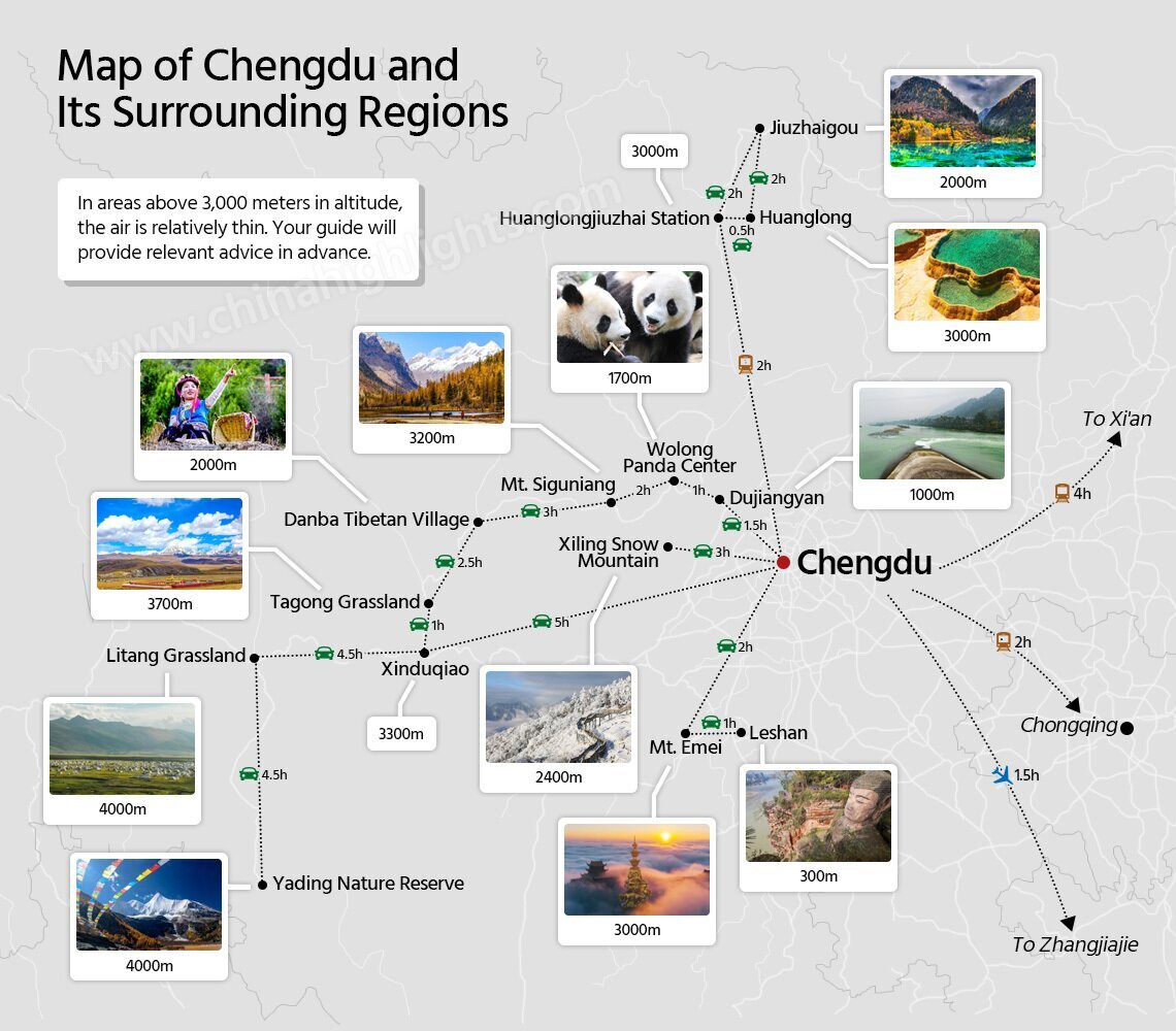 Map of Chengdu and Its Surrounding Regions