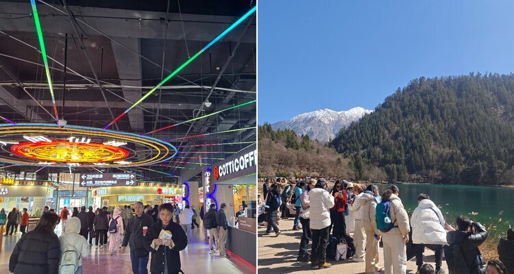 There weren't many people at Norilang Center and Five Flower Lake.