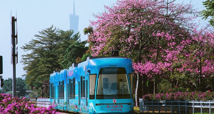 Tram near Canton Tower