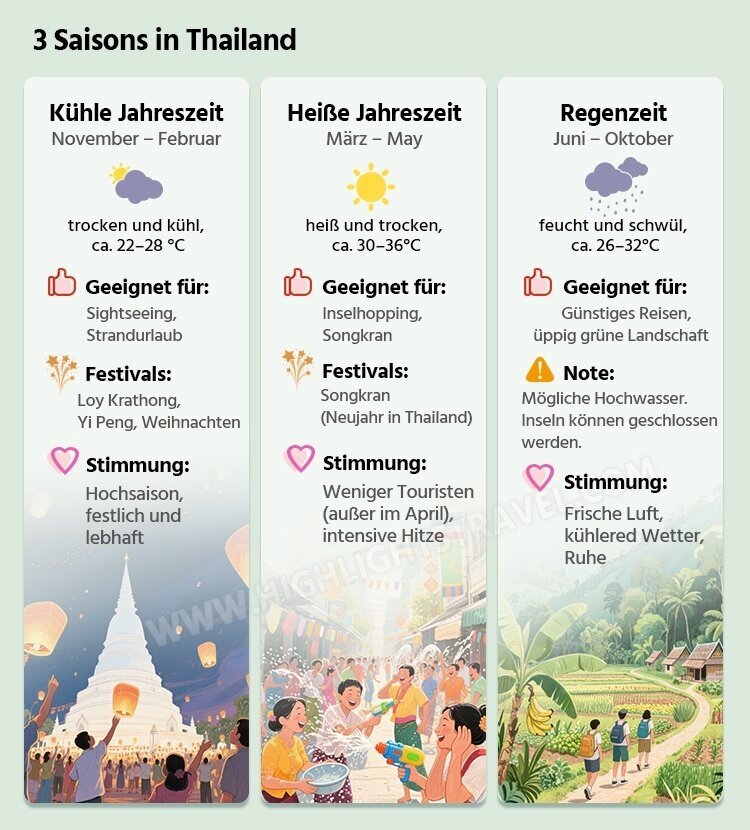 drei jahreszeiten in thailand
