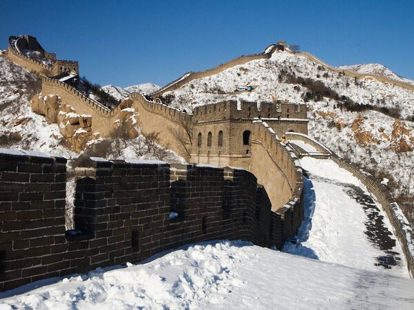 La Gran Muralla cubierta de nieve