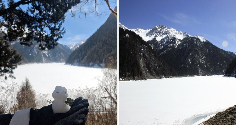 You can even make a tiny snowman in Long Lake.