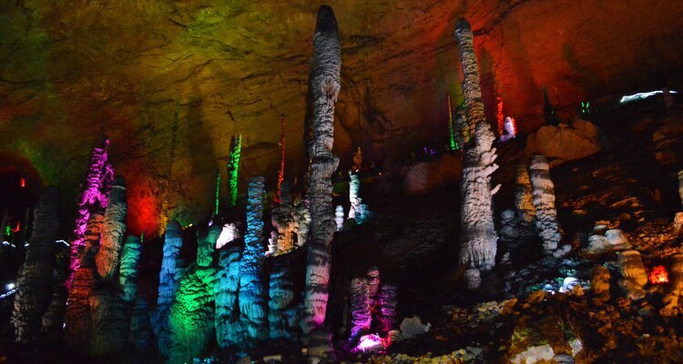 The interior scenery of Huanglong Cave Yellow Dragon Cave in Zhangjiajie, Hunan, China