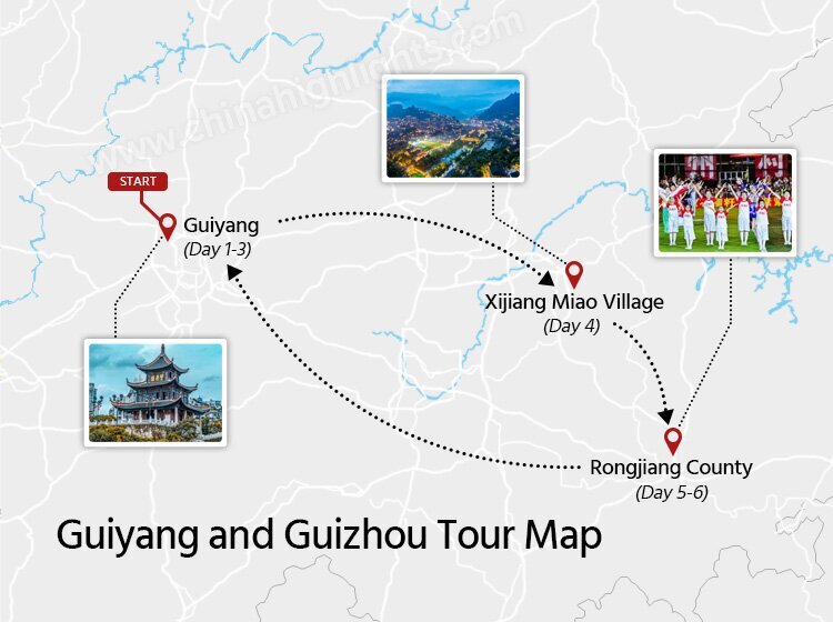 guiyang and guizhou tour map
