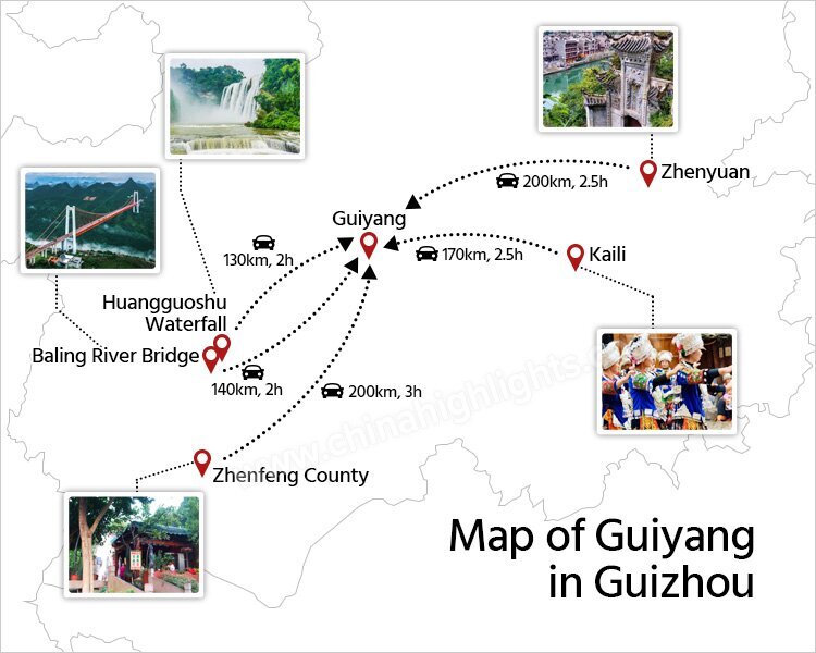 Guizhou and Guiyang tour map