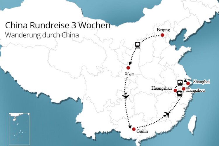 China Rundreiseroute 3 Wochen