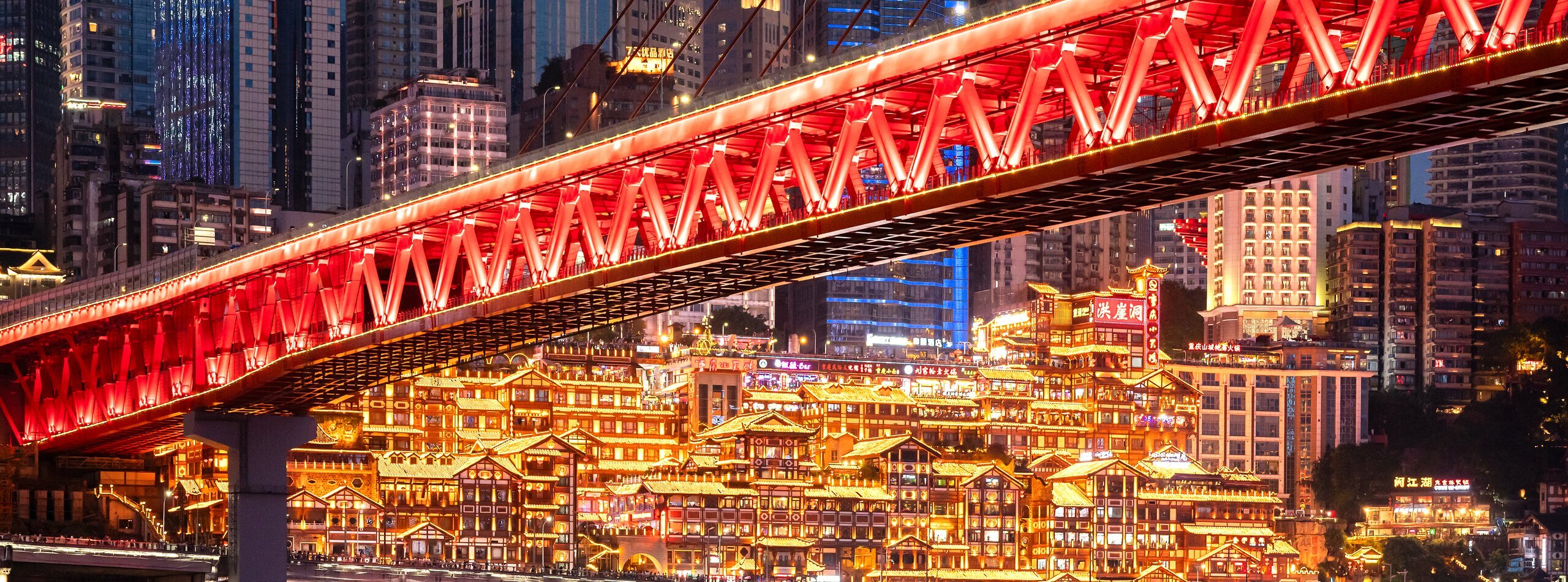 Cyberpunk Chongqing City Explorer with Riverside Dinner