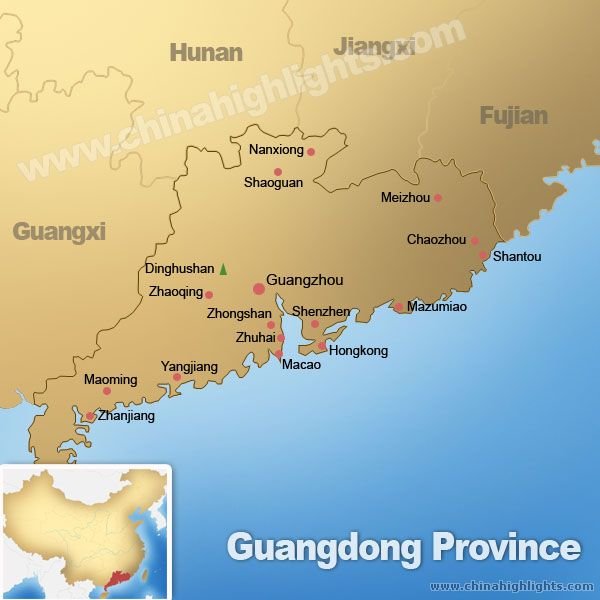 Guangdong Map, Map of Gunagdong's Tourist Attractions and Subway