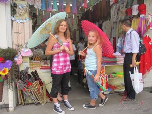 Shopping at a street market