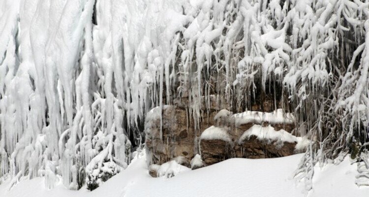 Ice sculptures in Longqing Gorge in winter