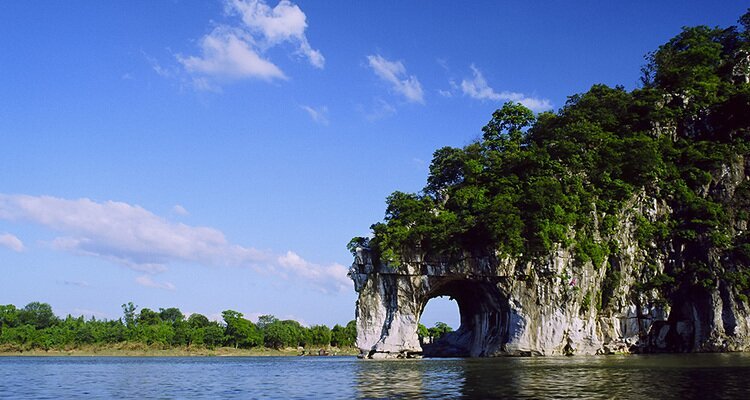 Elephant Trunk Hill on the Li River in Guilin City at a summer sunny day, China
